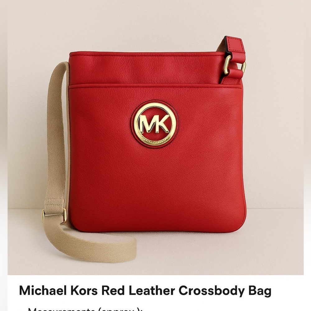 Michael Kors Red Leather Crossbody Bag